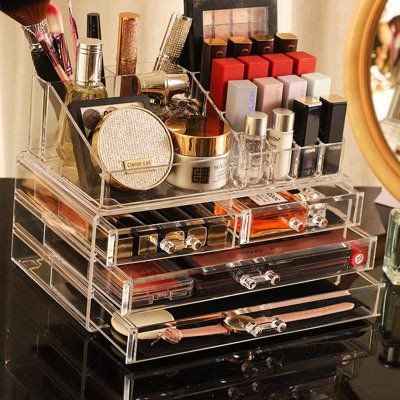 Acrylic Multi Layers Cosmetics Organizer With Drawer.