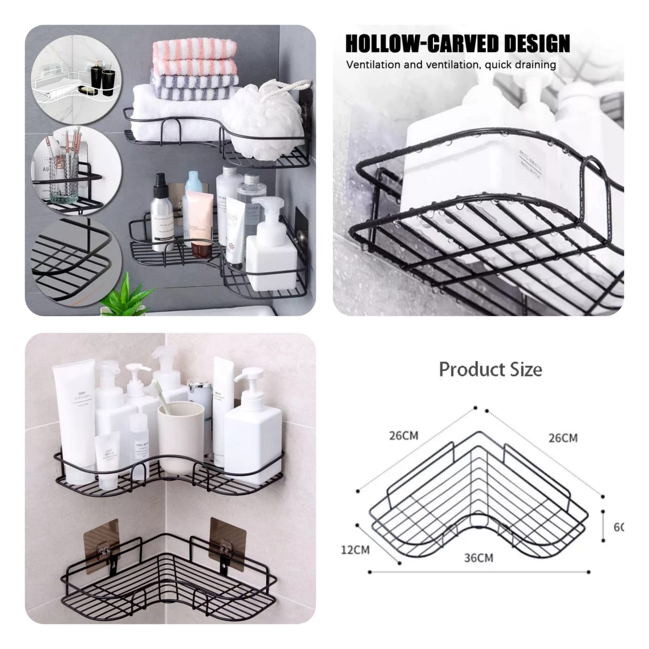 Self-Adhesive Triangular Bathroom Corner Shelf